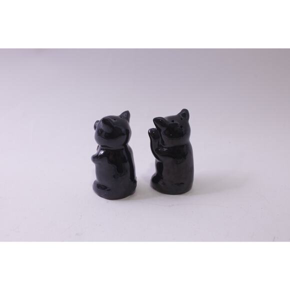 Japan, Maneki-neko, Black Cat, Salt and Pepper Shakers, Ceramic, ~ 250827-WH 563 - Picture 2 of 3